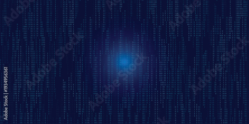 abstract blue digital data stream background with glowing center light technology matrix code rain futuristic cyber network big data flow artificial intelligence computing backdrop high tech innovates