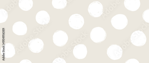 Beige birthday polka dot seamless pattern. Repeated ecru circle painted confetti background. Vector pastel Happy dotted wallpaper for Easter wrapping paper, birthday decoration, kid bday nursery decor