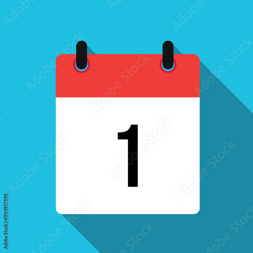 Calendar page with number one on blue background number 1