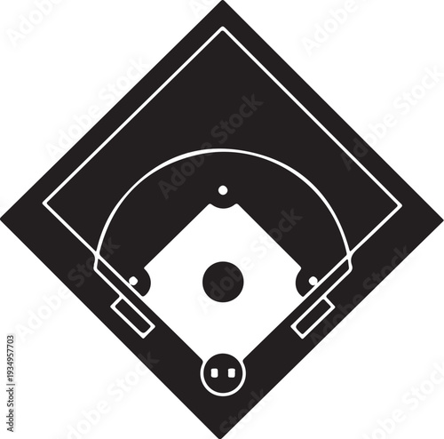 Baseball Field Diagram with Bases and Boundaries Illustration
