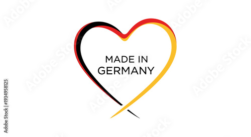 A close-up shot of a heart-shaped logo with 'MADE IN GERMANY' text, featuring the German flag colors, against a clean white background with a focus on German SME growth and national pride.