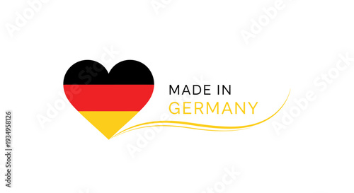 A graphic illustration featuring a heart-shaped German flag with 'MADE IN GERMANY' text, symbolizing German SME growth and national pride on a white background.
