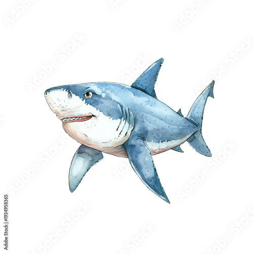 cute basking shark hand drawn vector illustration