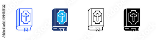 Bible Multiple Style Icon Set Vector 