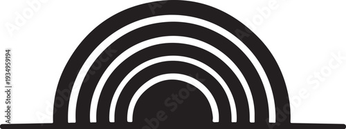 Geometric black and white rainbow shape abstract design element