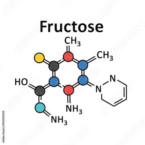 A molecular structure diagram of a sugar molecule