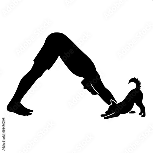 Mindful Yoga Puppy Friendship Graphic Silhouette