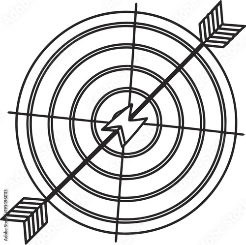 Bullseye target with arrow hitting the mark precisely