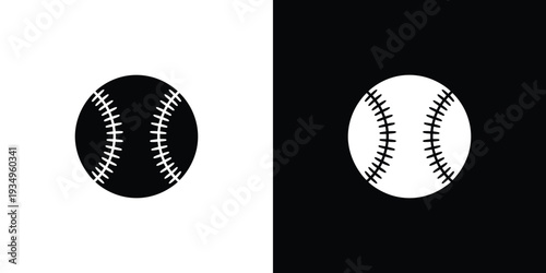 Black and white baseballs on split color background
