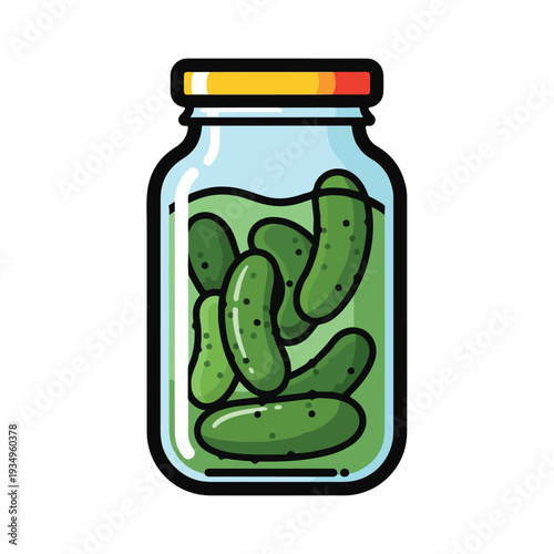 A jar of pickled cucumbers