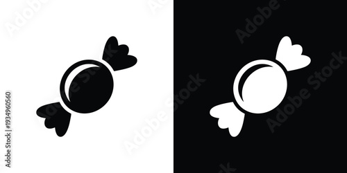 Black and white candy on split background symbol wrapped candy