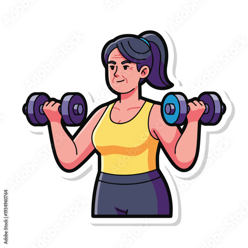 A woman lifting dumbbells