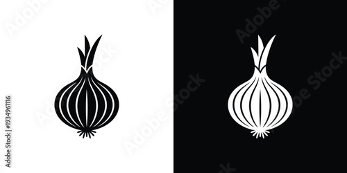Black and white onion on split background vegetable