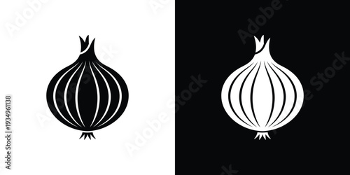 Black and white onion silhouettes vegetable