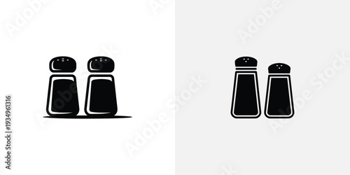 Black and white salt and pepper shaker shakers