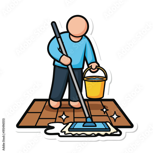 A person cleaning a floor