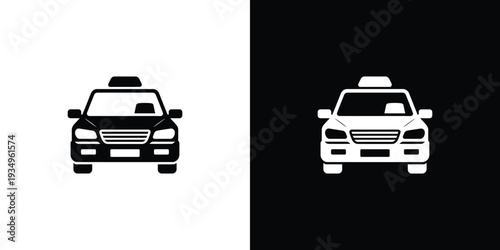 Black and white taxi car silhouettes