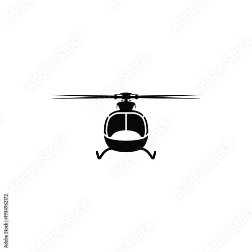 Black helicopter silhouette with rotor blades aircraft