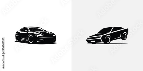 Black silhouette cars on white background silhouettes