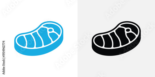 Blue and black steak meat white