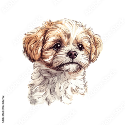 shih tzu hand drawn vector illustration