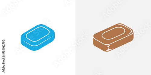 Blue and brown soap bars with white outlines blue soap