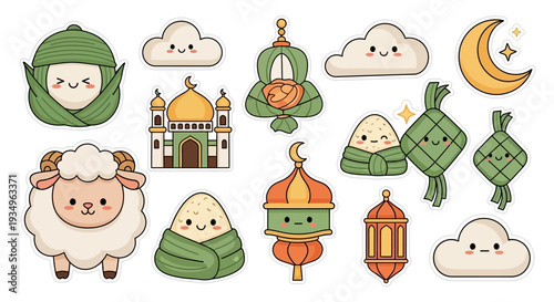 Collection of Cartoon Ramadan Islamic Elements.