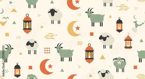 Islamic goat lantern moon star pattern.