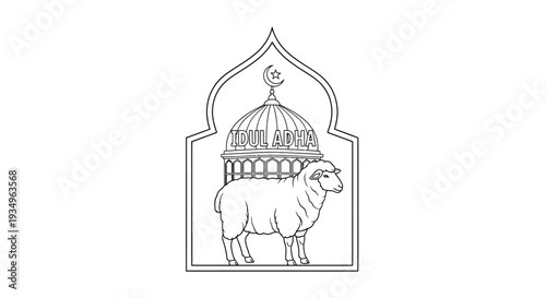 Line Drawing of Camel with Dome.