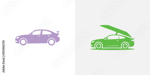 Green and purple car silhouettes vehicle