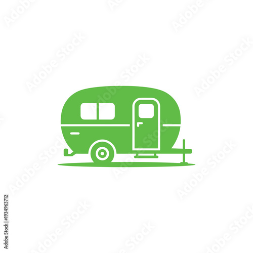 Green camper trailer vehicle caravan