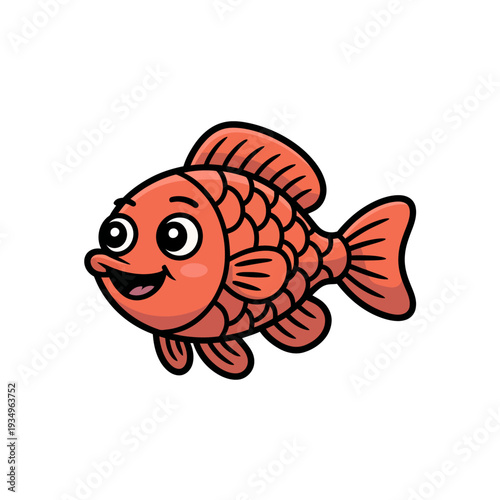 Smiling orange goldfish with big eyes