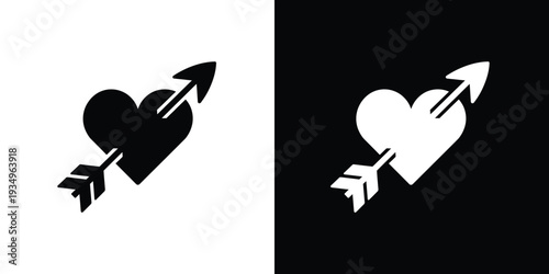 Heart pierced by arrow in black and white pierced heart 1