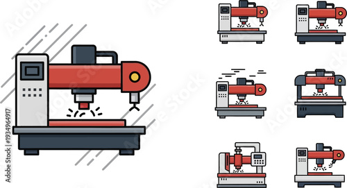 Precision Metal Lathe Machine Displayed From Different Working Angles