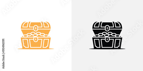 Two Treasure Chests with Coins in Orange and Black