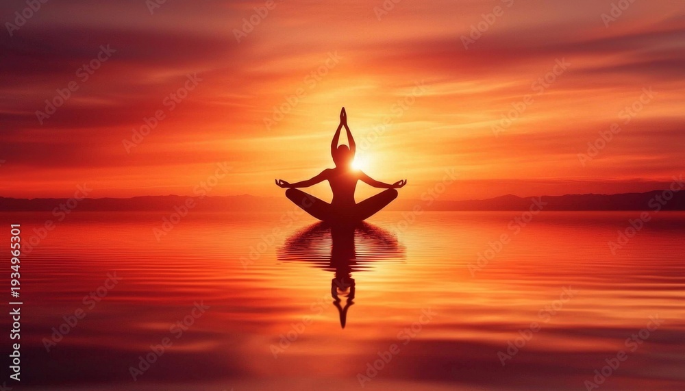 Naklejka premium The beauty of meditation captured in a stunning dawn setting.