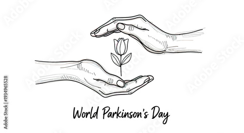 Hands Holding Flower for Parkinsons Awareness.