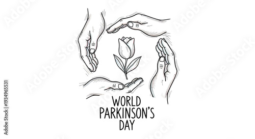 Hands holding a flower for Parkinsons awareness.