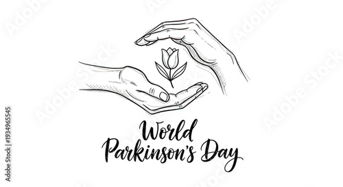 Hands Holding a Flower for Parkinsons Awareness.