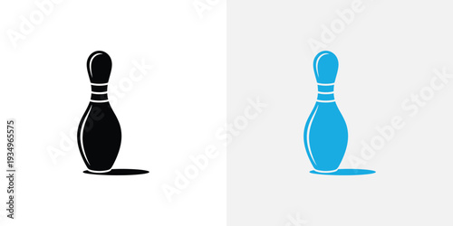 Black and blue bowling pin white background gray background