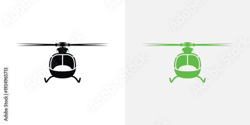 Black and green helicopter silhouettes aircraft