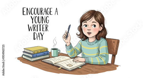 Young Writer at Desk.