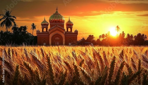 Capturing the essence of Vaisakhi amidst a tranquil wheat field at dawn.