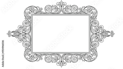 Highly detailed and ornate rectangular frame border featuring intricate classical scrolls, floral motifs, and vintage flourishes.