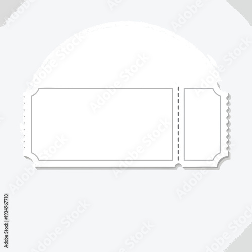 Close up of a blank ticket stub on white background for travel or event promotion