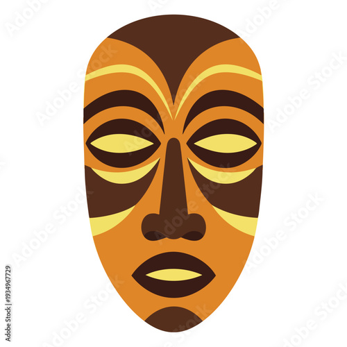 Beautiful Tribal Style Mask with Intricate Patterns and Warm Colors