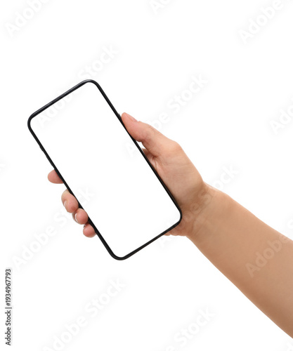 Female hand with blank mobi...