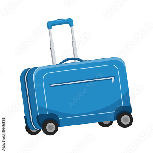 Blue Rolling Suitcase with Telescopic Handle for Travel and Vacation