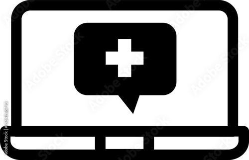 Medical Laptop Telemedicine Online Healthcare Icon