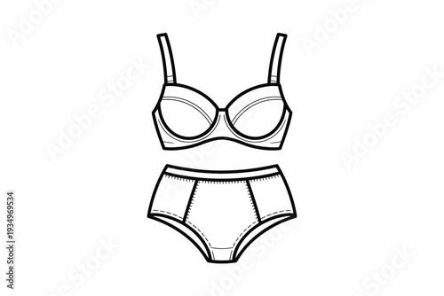 Lingerie set illustration featuring a bra and panties in a minimalist style